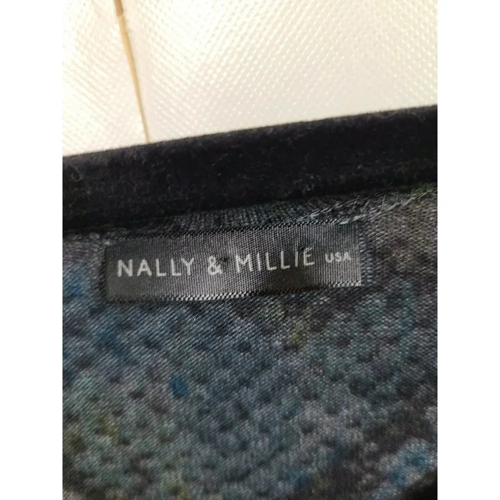 Nally & Millie Gray Blue Snake Print Dolman V-Neck Tunic Top Size Large - Picture 4 of 5